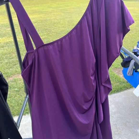 Elegant One-Shoulder Purple Blouse - Picture 4 of 5